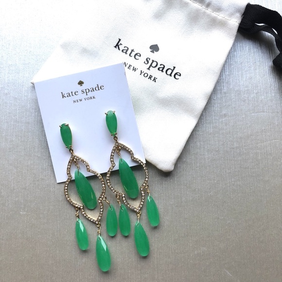 kate spade Jewelry - Kate Spade Chandelier Earrings Green Lantern Gems